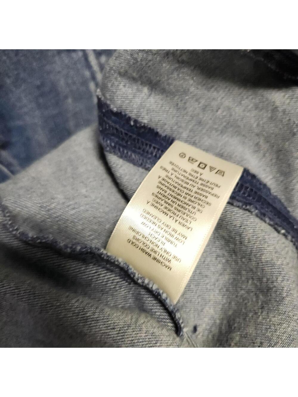 Free People Thea Denim Mini Snap Button-Up Dress Blue Size Medium Long Sleeve - Picture 11 of 11